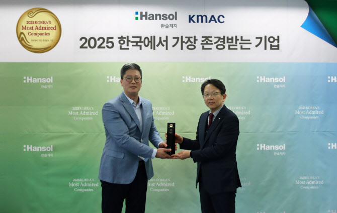 한솔제지, ‘한국에서 가장 존경받는 기업’ 22년 연속 1위 선정