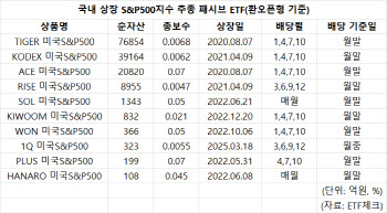 美대표지수 ETF 격전…보수 낮추고 분배시기 차별화까지