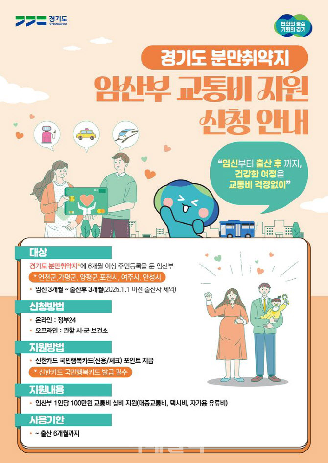 포천시 '임산부 교통비 지원'…1인당 최대 100만원