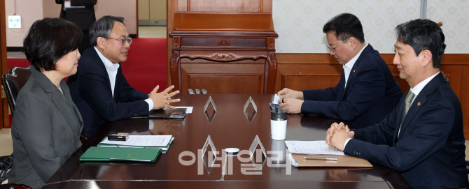 [포토]경제관계장관간담회 참석한 송미령-고기동-방기선-안덕근