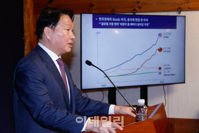 [포토]최태원, '규제보다 인센티브 통해 기업의 자발적 참여 유도해야'