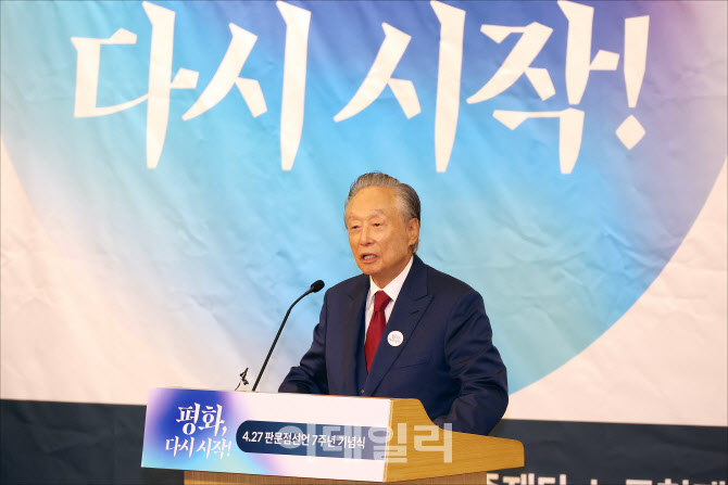 [포토] 격려사하는 권노갑 김대중재단 이사장