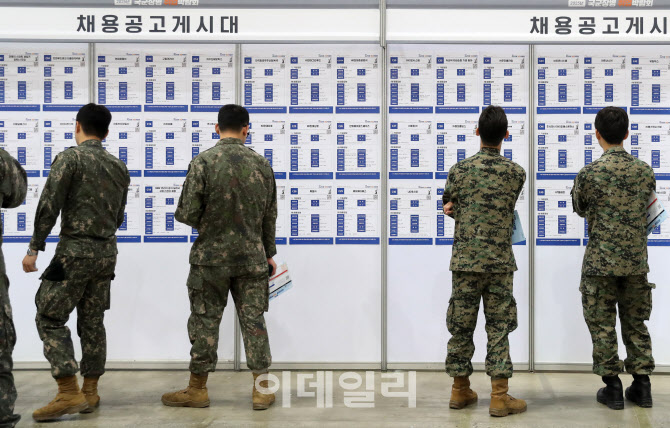 [포토] 채용공고 게시판 살펴보는 장병들