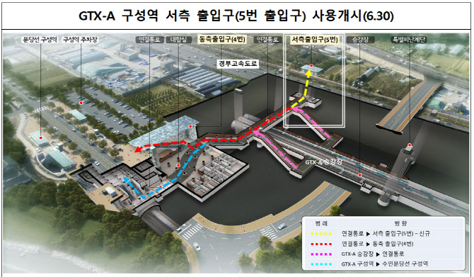 30일부터 GTX-A 구성역 5번 출구도 사용한다