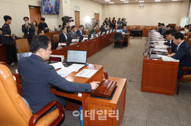 [포토]기재위, '의사봉 두드리는 박수영 의원'