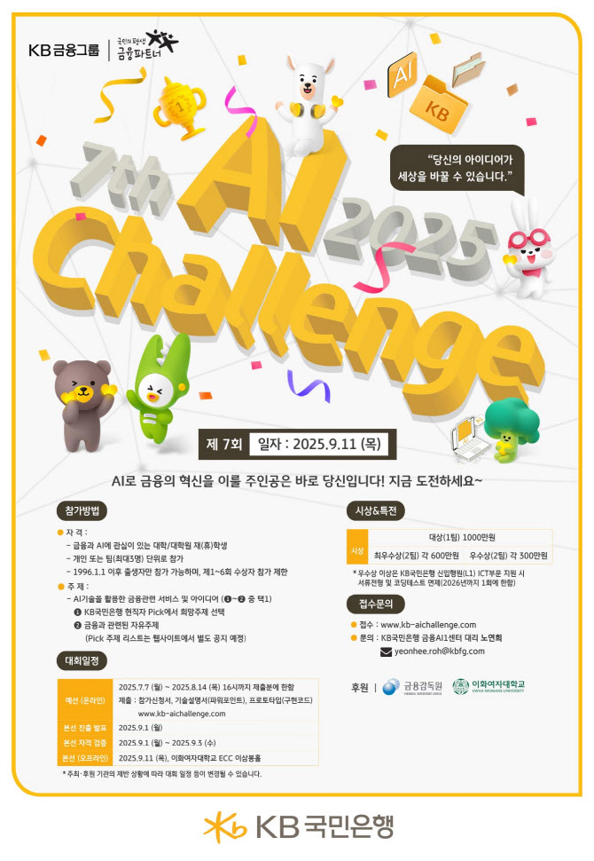 금융과 AI의 만남, 국민銀 대학생 위한 AI 경진대회