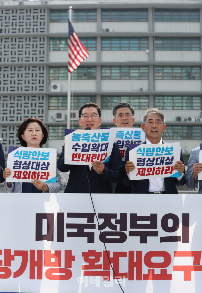 [포토]미 대사관 앞에서 농축산물 시장개방 확대 반대 기자회견