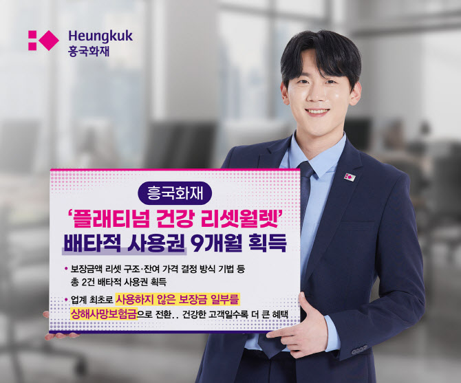 흥국화재, ‘플래티넘 건강 리셋월렛’ 배타적 사용권 9개월 획득