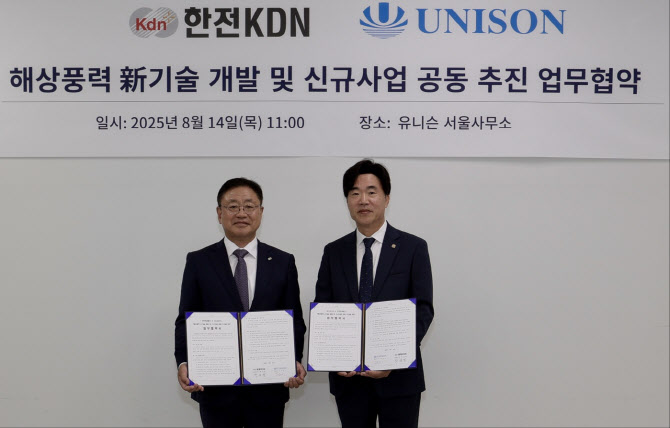 유니슨-한전KDN, 해상풍력 ICT 신사업·에너지 보안 강화 맞손