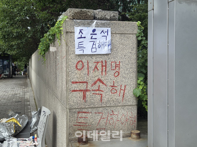 尹사저 아크로비스타 담벼락에 낙서한 여성, 현행범 체포
