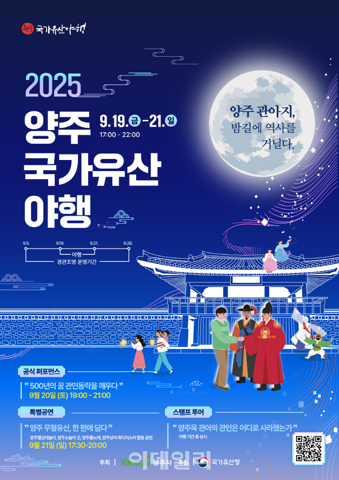 '양주국가유산 야행' 내달 19일 개막…빛·전통의 어울림