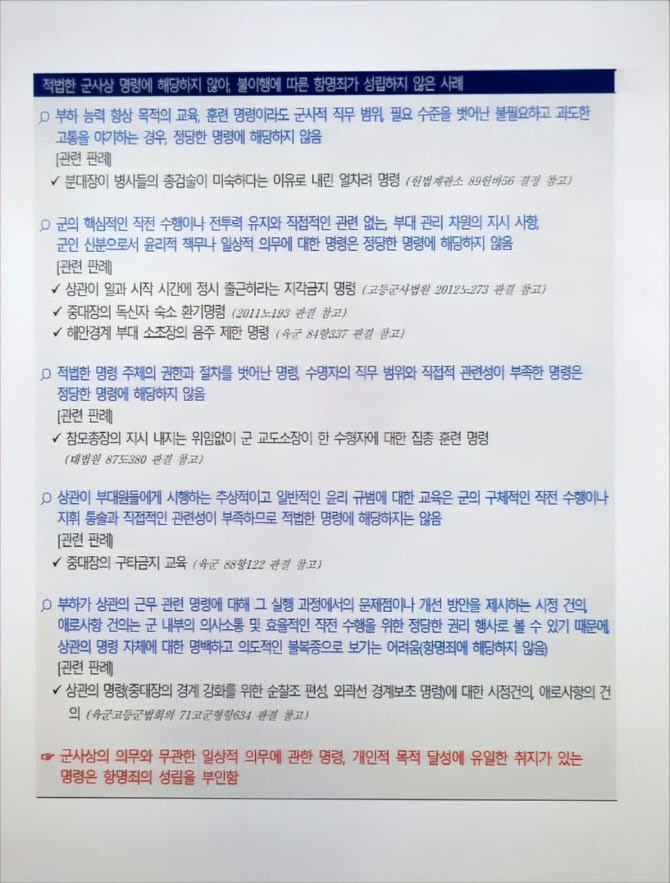 상관의 지각금지 명령·음주 제한 명령 불복해도 '항명죄' 아니다?