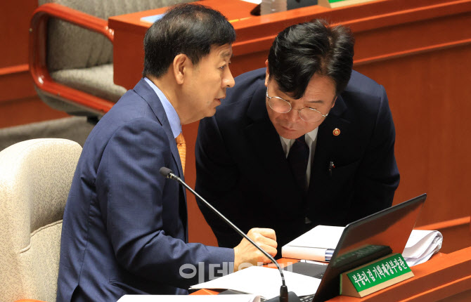 [포토]예결위, '대화하는 구윤철-김영훈'