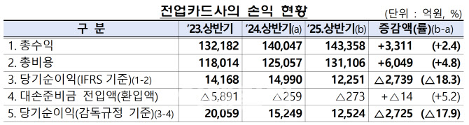카드사는 이익 줄고, 비카드사는 늘어…상반기 여전사 실적 희비