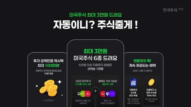 한국투자증권, 美 배당주 투자서비스 차별화…자동투자하면 미국주식 제공