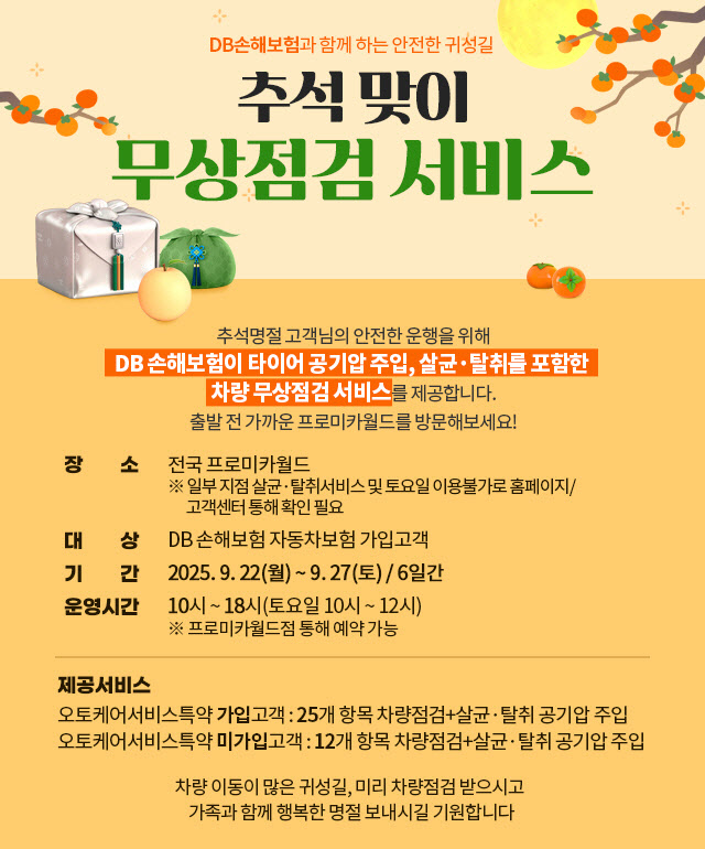 DB손보, 추석 앞두고 차량 무상점검 실시
