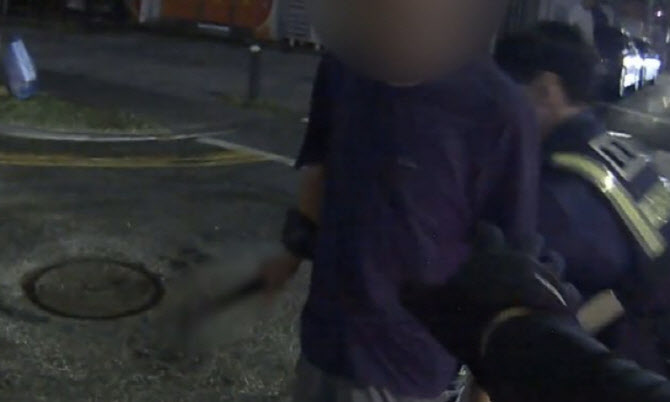 왕복 6차선 도로서 둔기 '휙휙'…"건들지 마" 횡설수설한 남성