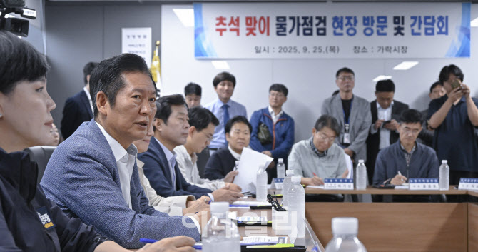 [포토]정청래 대표, '추석 맞이 물가점검 현장 방문 및 간담회'