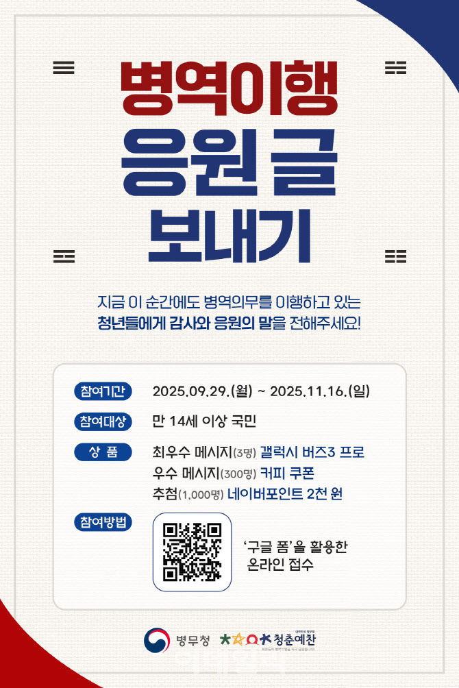 [포토] 병무청, '병역이행 응원글 보내기'