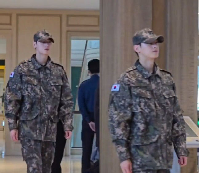 '육군 일병' 차은우, 경주 목격담 알고보니..."국방부 승인"