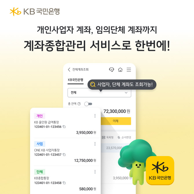 국민銀, KB스타뱅킹 계좌종합관리서비스 전면 개편