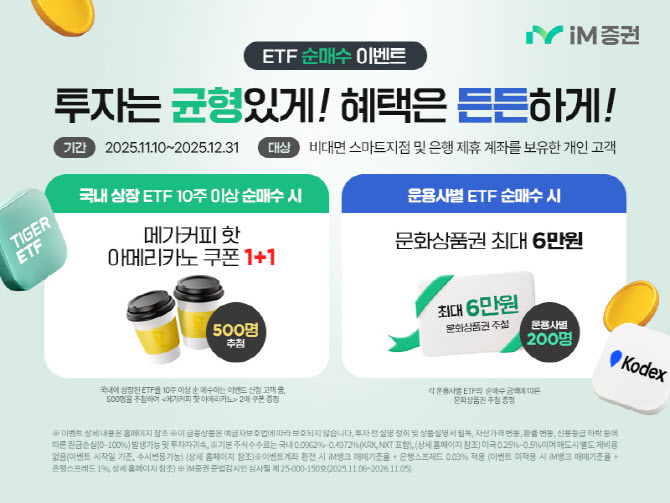 iM증권 “ETF 10주 이상 순매수하면 경품 증정”
