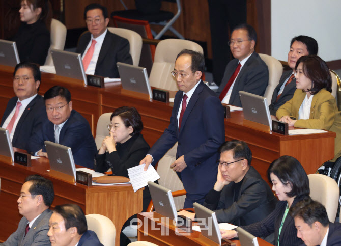 [포토]체포동의안, '신상발언 나서는 추경호 의원'