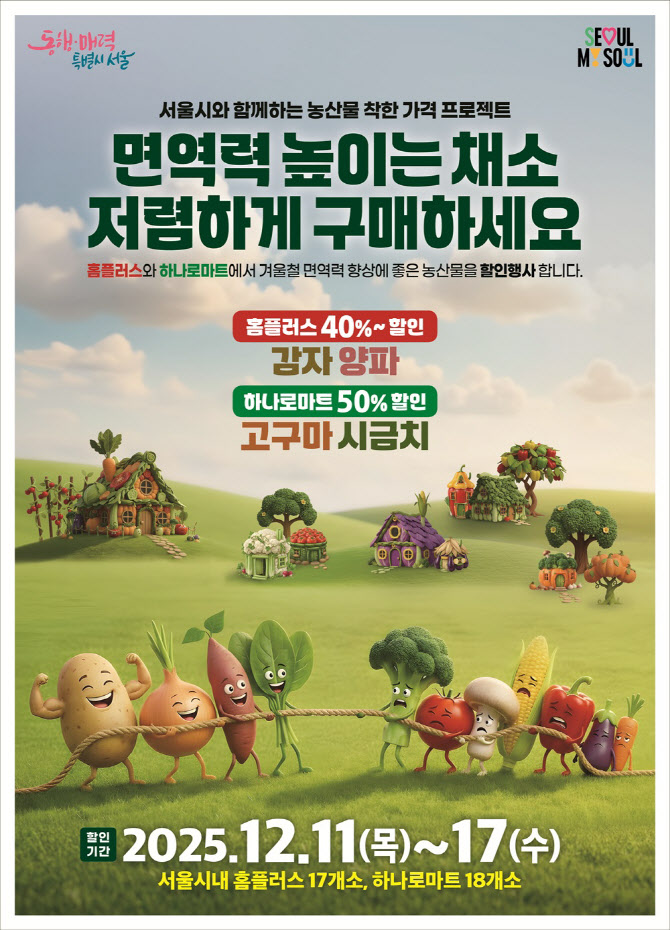 서울시, 감자·양파·고구마·시금치 최대 56% 할인한다