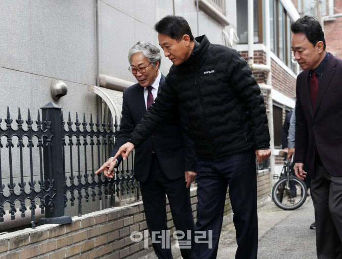 [포토] 대림1구역 재개발 추진지구 점검하는 오세훈 서울시장