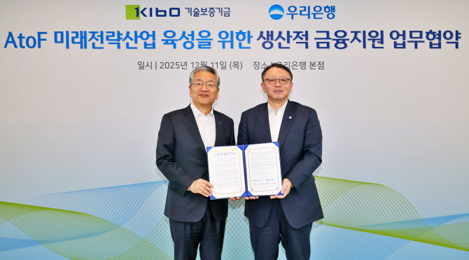 우리銀-기보, 6대 성장엔진에 2000억원 규모 생산적 금융 지원