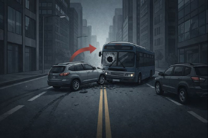 역주행 차량, 중앙선 넘어 버스·SUV 충돌…6명 중경상
