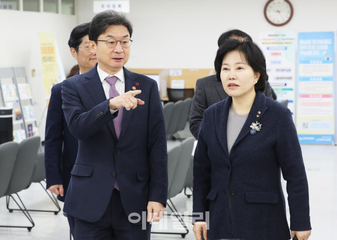 [포토]서민금융통합지원센터 둘러보는 이억원 위원장-김은경 위원장