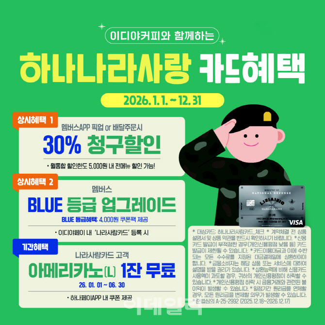 이디야커피, 하나은행 나라사랑카드 제휴