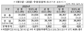 반도체가 이끄는 韓 수출, 연초 14.9% 증가세(상보)