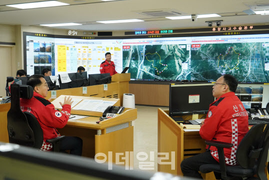 [포토]김인호 산림청장, 산불 진화 상황 점검