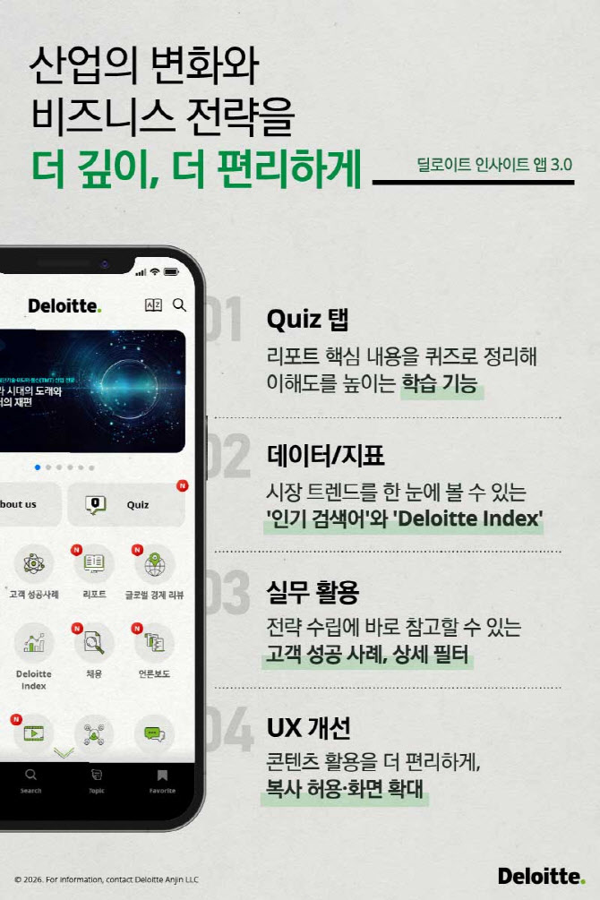 한국 딜로이트 그룹, ‘인사이트 앱 3.0’ 출시…데이터 지표·인텔리전스 강화