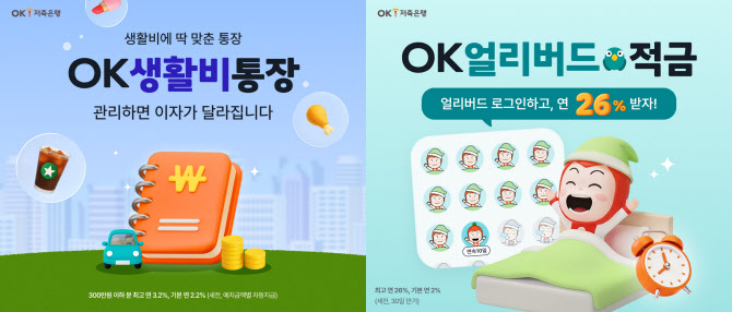 OK저축은행, 생활비통장·얼리버드적금 출시…실생활 연계형 우대금리