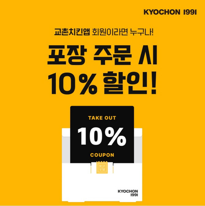 교촌치킨, 앱 포장주문시 10% 할인 “고객 중심 경영”
