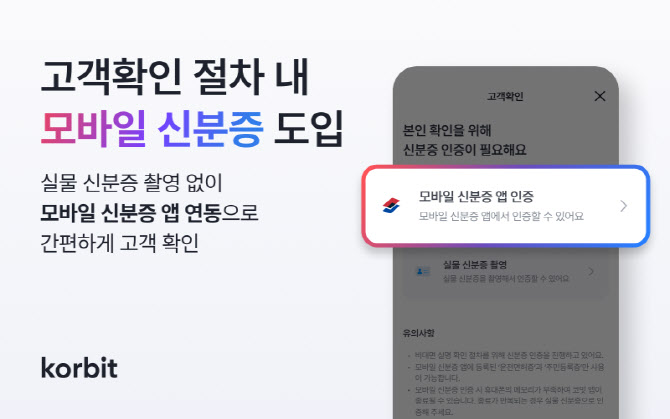 코빗, 고객 확인에 모바일 신분증 도입