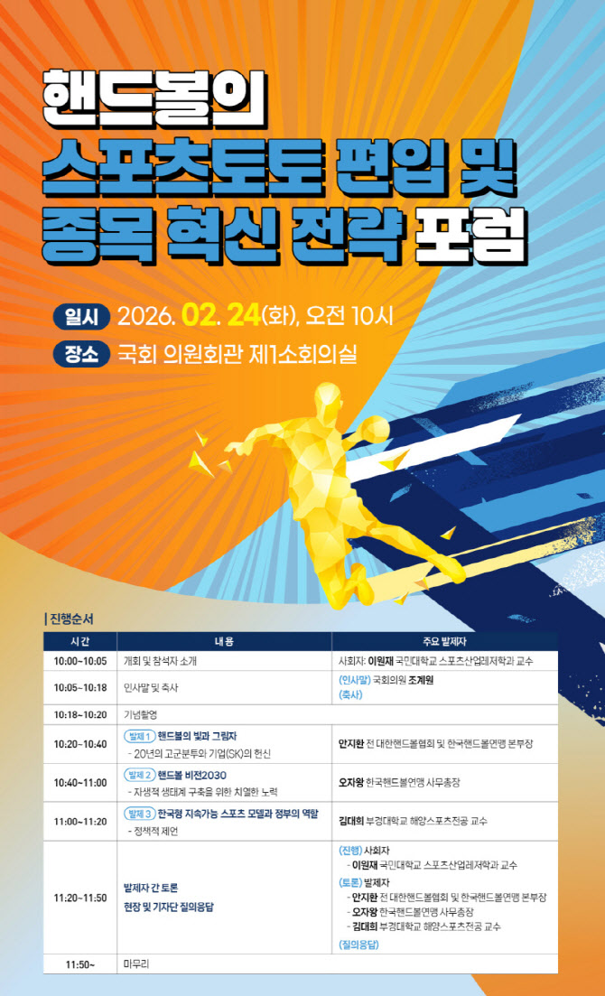 조계원 의원 "핸드볼,  스포츠토토 편입시켜 재도약 길 열어야"