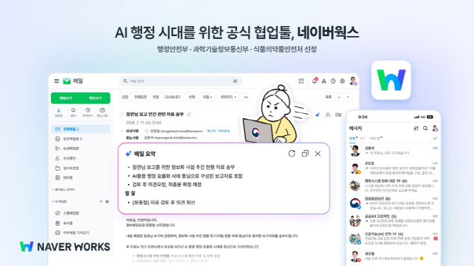 행안부·과기부 공식 협업툴 낙점…네이버웍스, 70만 공무원 AI로