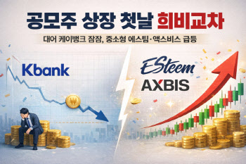 공모주 상장일 성적 희비…대어는 잠잠, 중소형은 급등