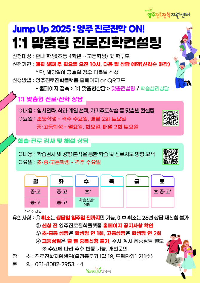 양주시, 초·중·고교생 1대1 맞춤형 진로·진학 상담 재개