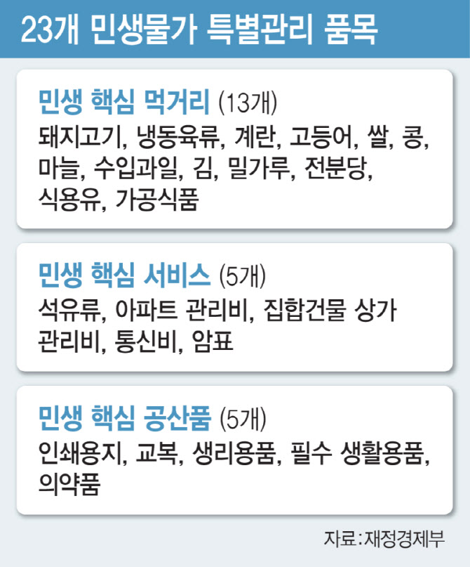 먹거리부터 관리비·통신비까지...정부, 23개 품목 특별관리