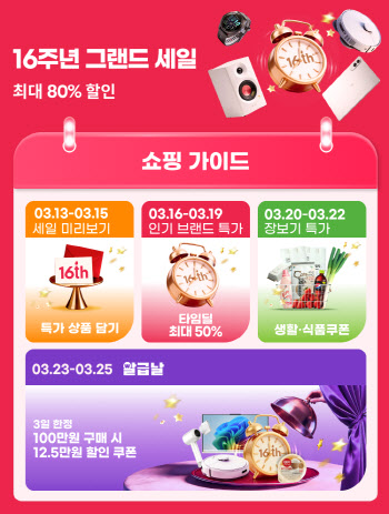 알리, '16주년 그랜드 세일'...최대 80% 할인