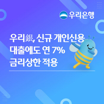 우리은행, 신규 신용대출에도 연 7% 금리 상한 적용한다