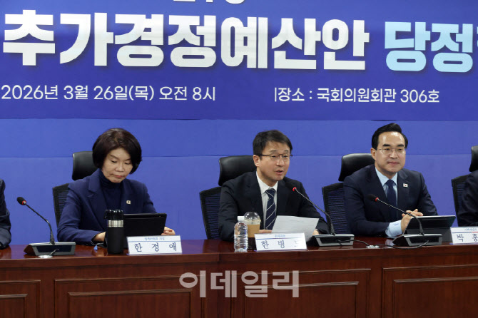 [포토]추가경정예산안 당정협의, '발언하는 한병도 원내대표'
