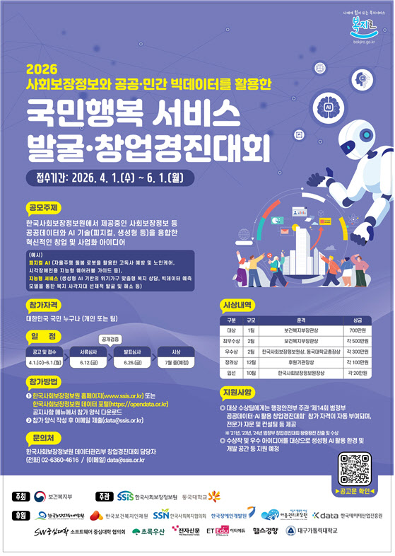 복지 현안 풀 ‘AI 아이디어’ 찾는다…사회보장정보원, 창업경진대회 개최