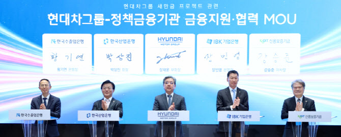 [포토]새만금 프로젝트 관련 현대차그룹-정책금융기관 금융지원· 협력 MOU 열려