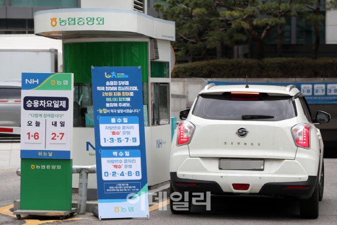[포토] 농협중앙회,  차량 홀짝제 출입
